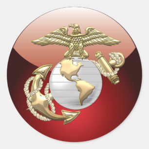 USMCのワシ、地球及びいかり (EGA)[3D] ラウンドシール