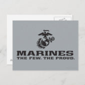 USMCの「少数の、ザ誇りを持った」積み重ねブラックロゴ ポストカード (正面/裏面)