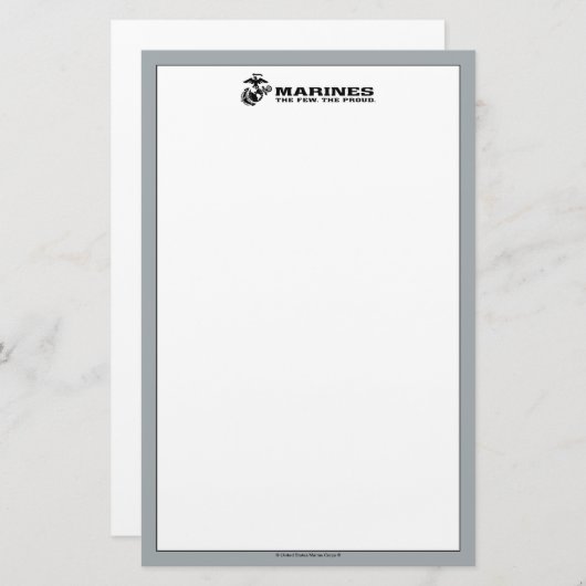USMCの「少数の、ザ誇りを持った」積み重ねブラックロゴ 便箋 (正面/裏面)