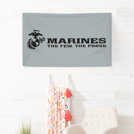 USMCの「少数の、ザ誇りを持った」積み重ねブラックロゴ 横断幕 (インサイチュ)