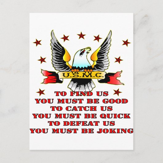 USMCを見つける我々を捕まえる我々を倒す冗談を言わなければならない ポストカード (正面)