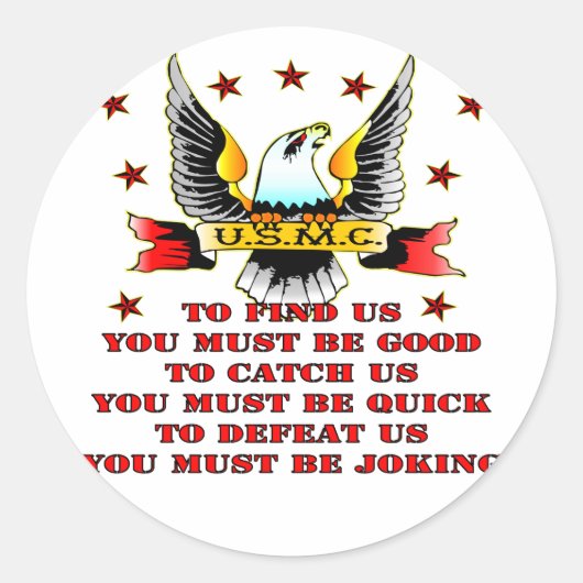 USMCを見つける我々を捕まえる我々を倒す冗談を言わなければならない ラウンドシール (正面)