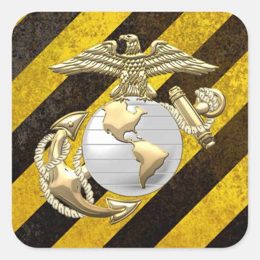 USMCイーグル、グローブ&いかり(EGA) [3D] スクエアシール (正面)