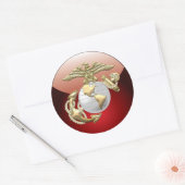 USMCイーグル、グローブ&いかり(EGA) [3D] ラウンドシール (封筒)