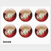 USMCイーグル、グローブ&いかり(EGA) [3D] ラウンドシール (シート)