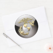 USMCイーグル、グローブ&いかり(EGA) [3D] ラウンドシール (封筒)