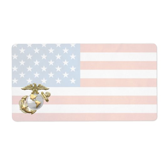 USMCイーグル、グローブ&いかり(EGA) [3D] ラベル (正面)