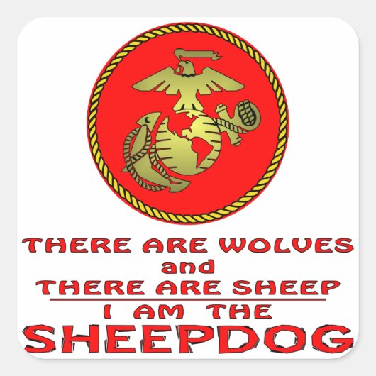 USMCオオカミがいて、羊がいる スクエアシール (正面)