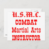 USMCコンバット武術アーツインストラクター ポストカード (正面/裏面)