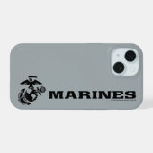 USMCスタックロゴ 黒 iPhone 15ケース (裏面横)