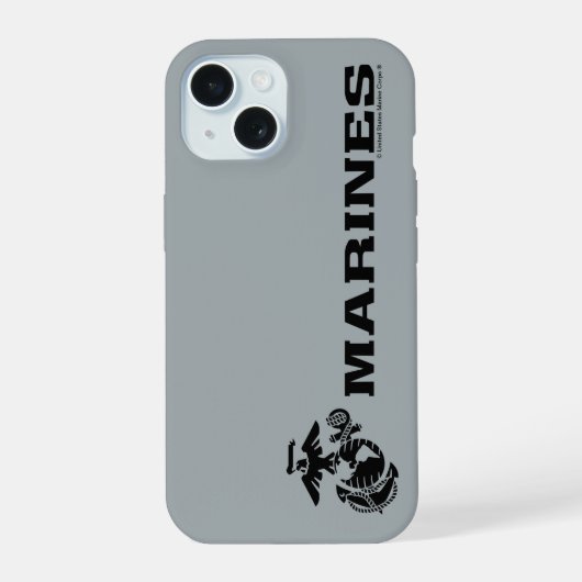 USMCスタックロゴ 黒 iPhone 15ケース (裏面)