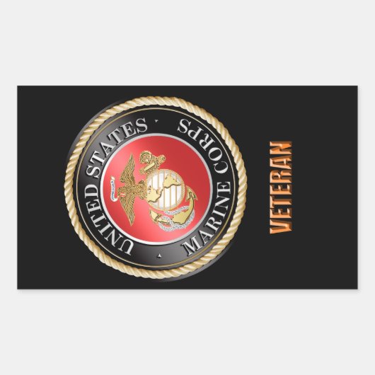 USMCステッカー 長方形シール (正面)