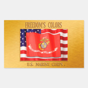 USMCステッカーUSMC、米国海兵隊、木目屋、Sempe 長方形シール