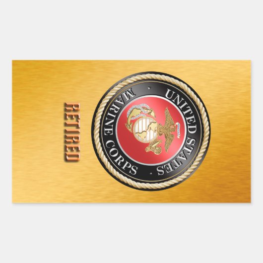 USMCステッ退職したカー 長方形シール (正面)