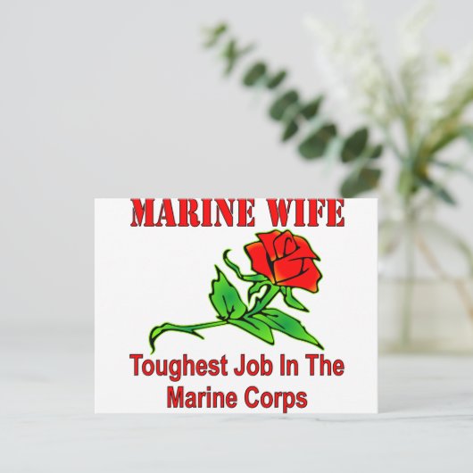 USMCマリーンの妻は海兵隊で最も厳しい仕事 ポストカード (スタンド正面)