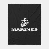 USMCロゴ積み上げ – 白 フリースブランケット (正面)