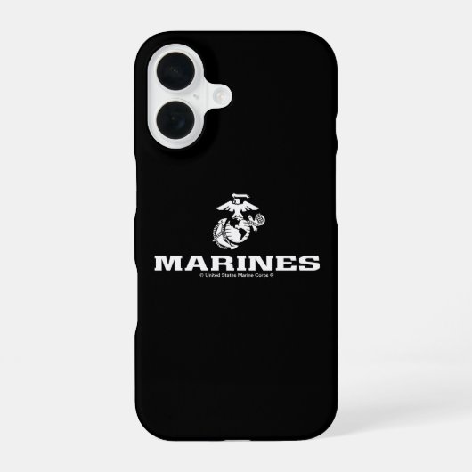 USMCロゴ スタック - 白 iPhone 16ケース (裏面)
