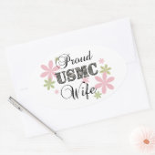 USMC妻[fl迷彩柄] 楕円形シール (封筒)