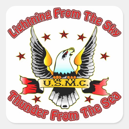 USMC稲妻スカイ・サンダー・オブ・ザ・シー スクエアシール (正面)