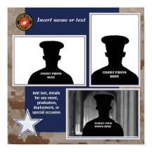 USMC迷彩柄とブルーフォトコラージュ