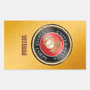 USMC退役軍人ステッカーUSMC、米国海兵隊、woosh 長方形シール