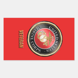 USMC退役軍人ステッカーUSMC、米国海兵隊、woosh 長方形シール