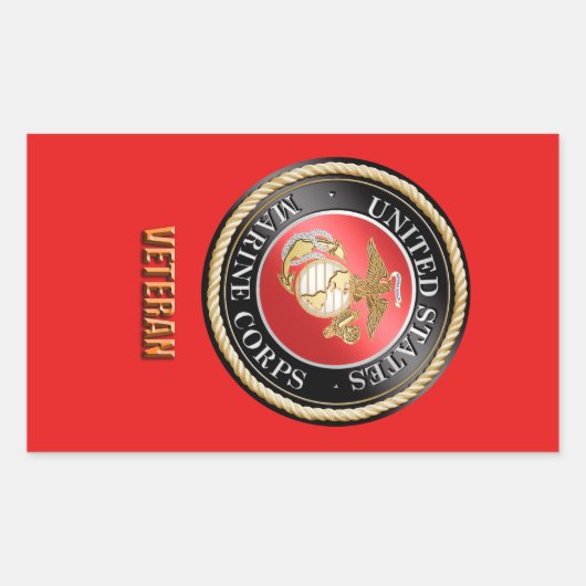 USMC退役軍人ステッカーUSMC、米国海兵隊、woosh 長方形シール (正面)