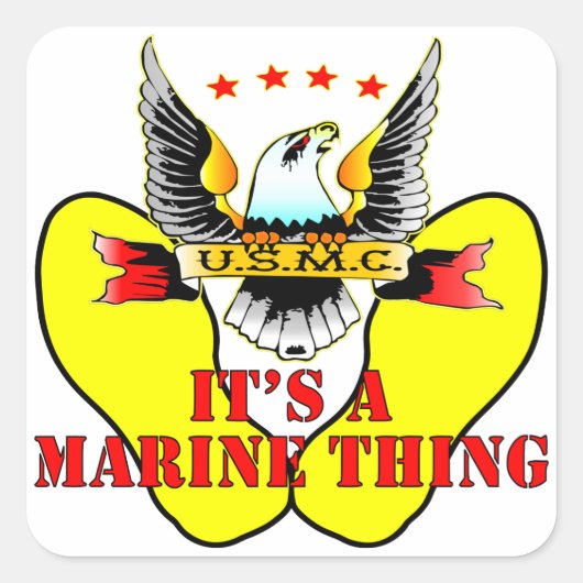 USMC黄色い足跡それが海洋のもの スクエアシール (正面)
