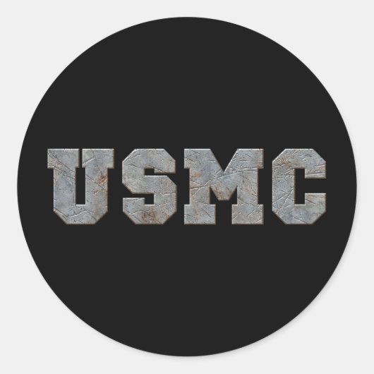 USMC [ラスティ文字] ラウンドシール (正面)