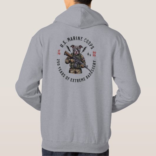 USMC 250 Years of Badassery Camo Dog Hoodie パーカ (裏面)