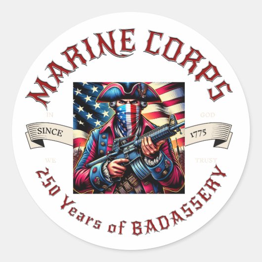 USMC Badassery Stickers ラウンドシール (正面)