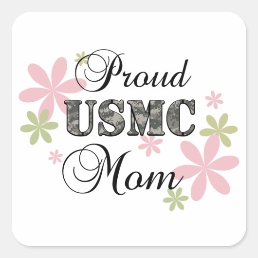 USMC Mom [fl迷彩柄] スクエアシール (正面)