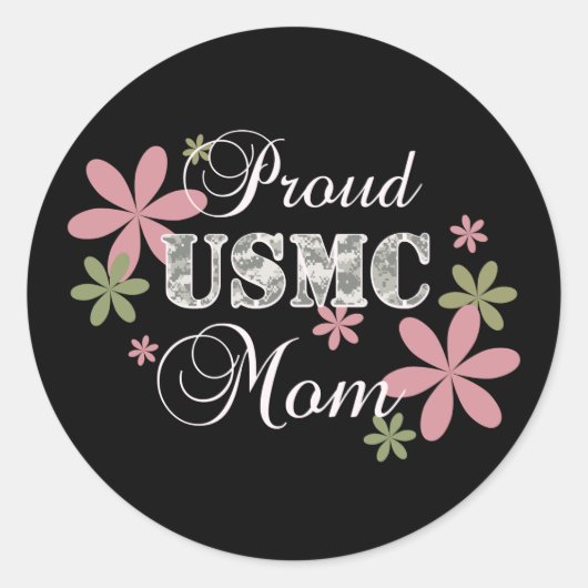 USMC Mom [fl迷彩柄] ラウンドシール (正面)