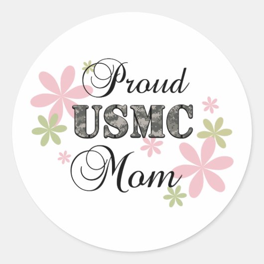 USMC Mom [fl迷彩柄] ラウンドシール (正面)