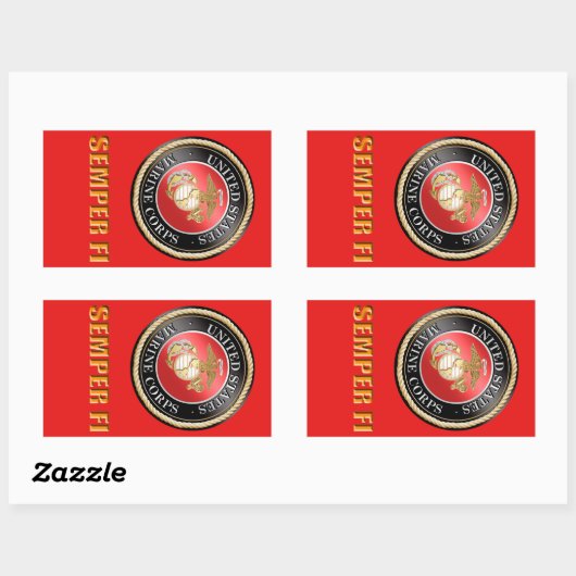 USMC Semper Fi 長方形シール (シート)