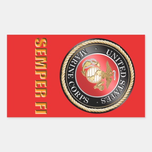 USMC Semper Fi 長方形シール (正面)