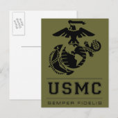 USMC Semper Fidelis [Semper Fi] ポストカード (正面/裏面)