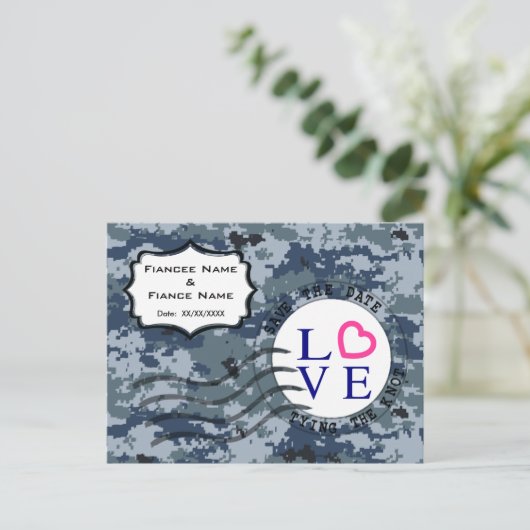 USNネイビー日付と愛を保存 案内ポストカード (スタンド正面)