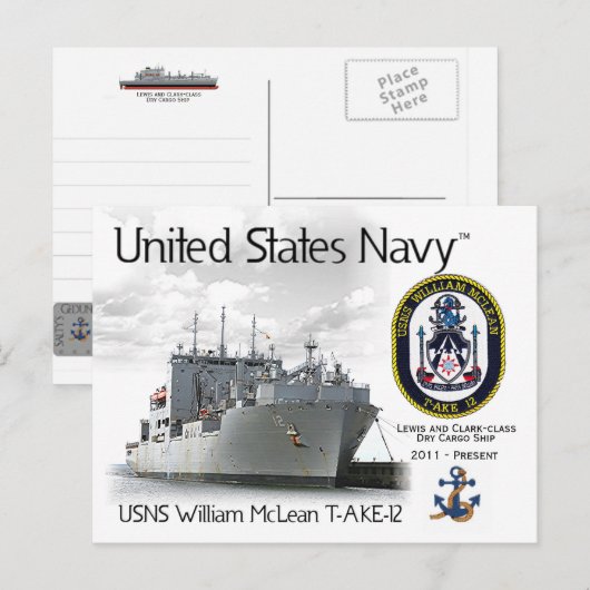 USNS WILLIAM MCLEAN T-AKE-12貨物船 – はがき (正面/裏面)