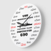 USSのノルマン人スコット(DD-690) ラージ壁時計 (傾斜)