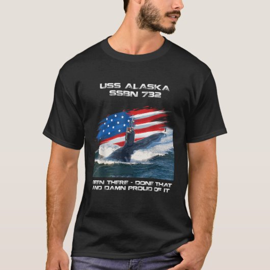 USSアラスカSSBN 732アメリカ国旗の潜水艦ベテラ Tシャツ (正面)