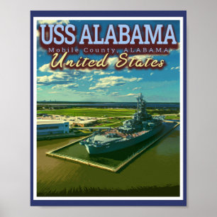 USSアラバマバトルシップモバイルアラバマUSA ポスター