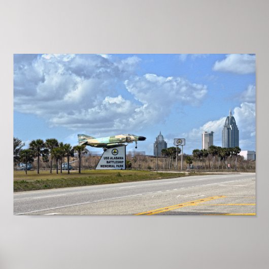 USSアラバマ戦艦メモリアル公園標識 ポスター (正面)