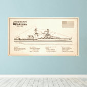 USSアリゾナ – 船舶設計図プランSD キャンバスプリント (インサイチュ (ウッドフロア))