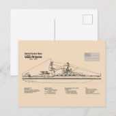 USSアリゾナ – 船舶設計図プランSD ポストカード (正面/裏面)