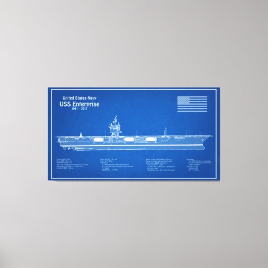USSエンタープライズ – 出荷設計図プランABD キャンバスプリント (正面)