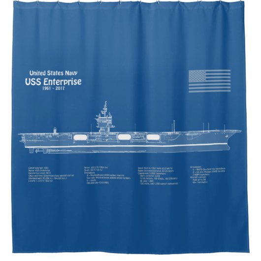 USSエンタープライズ – 出荷設計図プランABD シャワーカーテン (正面)
