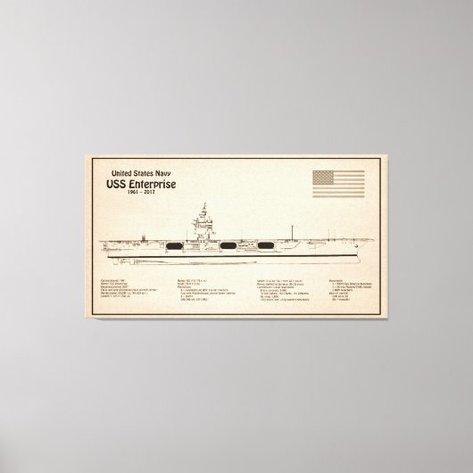 USSエンタープライズ – 出荷設計図プランSD キャンバスプリント (正面)