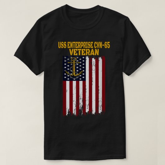 USSエンタープライズCVN65 CVAN65航空機キャリアヴェータ Tシャツ (デザイン正面)