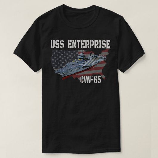 USSエンタープライズCVN-65航空機輸送退役軍人Da Tシャツ (デザイン正面)